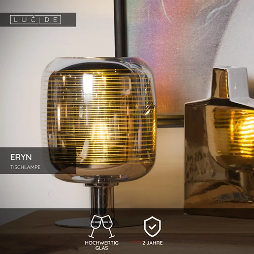 Lucide ERYN - Tischlampe - Ø 20 cm - 1xE27 - Chrom - USP